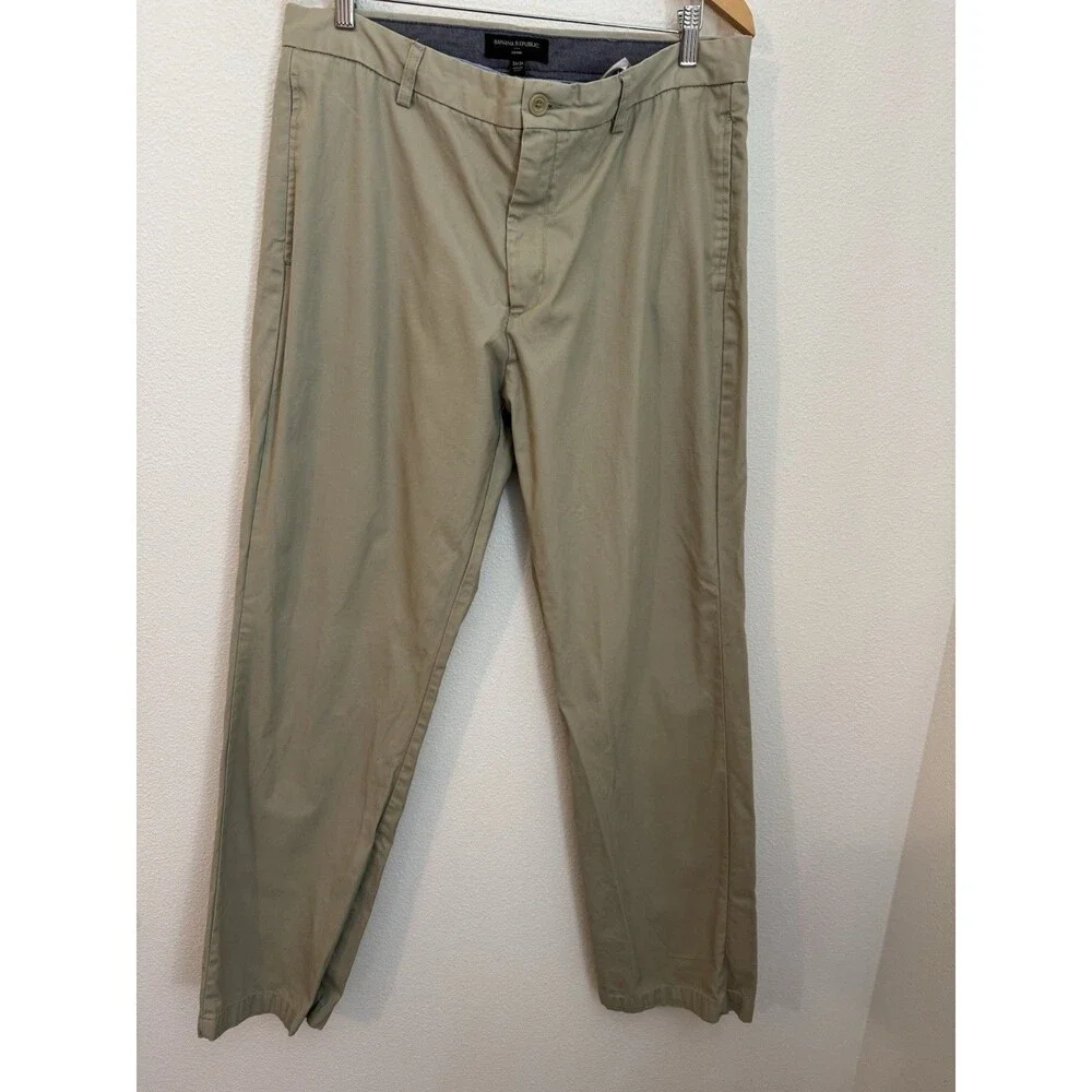 Banana Republic Gavin Chino Pants Mens 36x34 Beige Straight Leg Office 90s